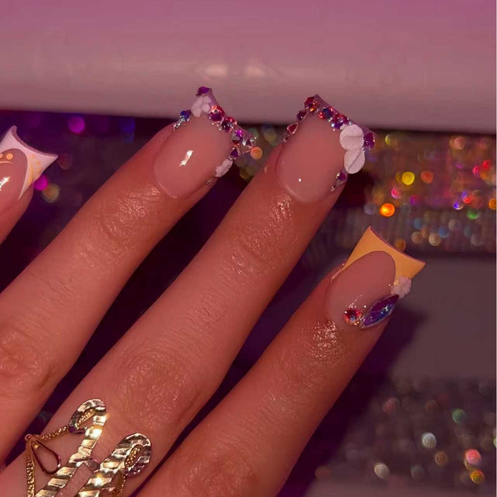 Decorative Floral Rhinestone Nail Extensions Stornfield
