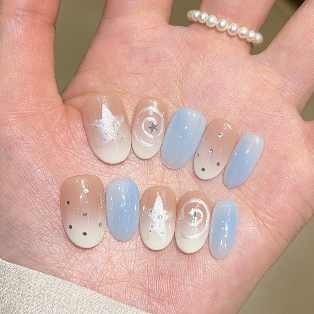 Artificial Nail Tips in Sparkling Star Design Stornfield