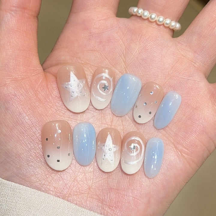 Artificial Nail Tips in Sparkling Star Design Stornfield