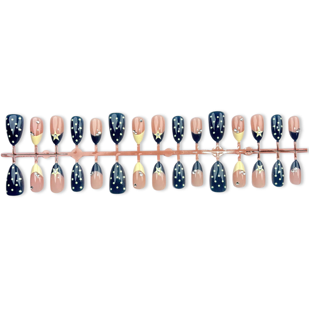 Artistic Press-On Nail Set with Star Accents