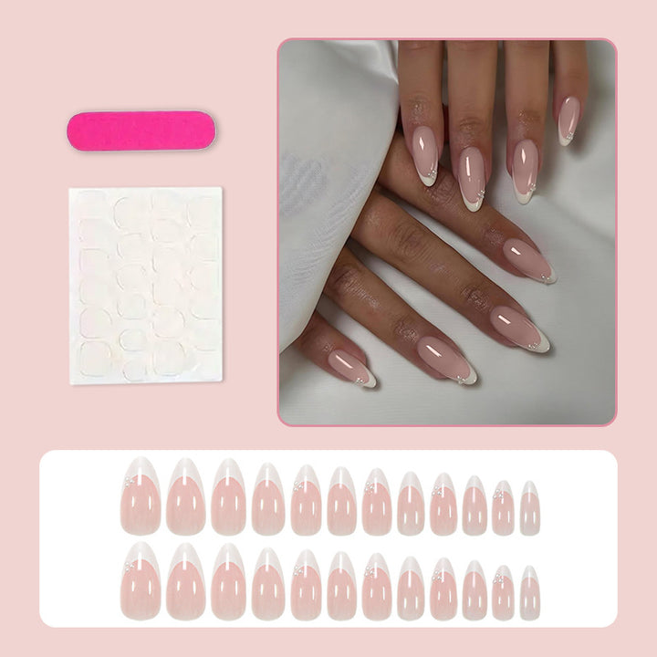 Artificial Nails Set with Elegant French-Tip Design and Glamorous Details Stornfield