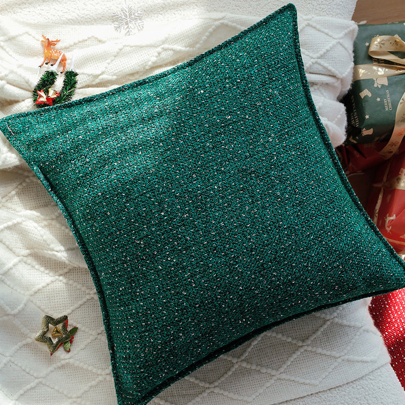 Square cushion cover with metallic houndstooth bouclé and concealed zipper Stornfield