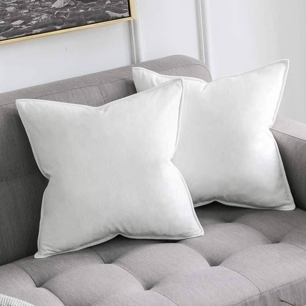 Plush Velvet Square Throw Pillow Set with Hidden Zipper and Down-Alternative Insert