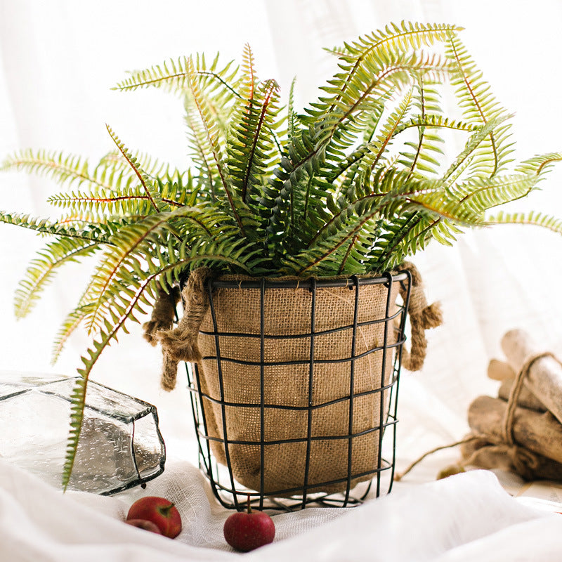 Decorative storage basket made of wire and linen Stornfield