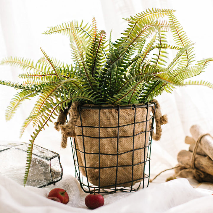 Decorative storage basket made of wire and linen Stornfield