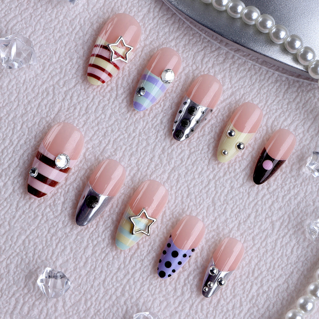 Artificial nails with creative patterns and 3D accents Stornfield
