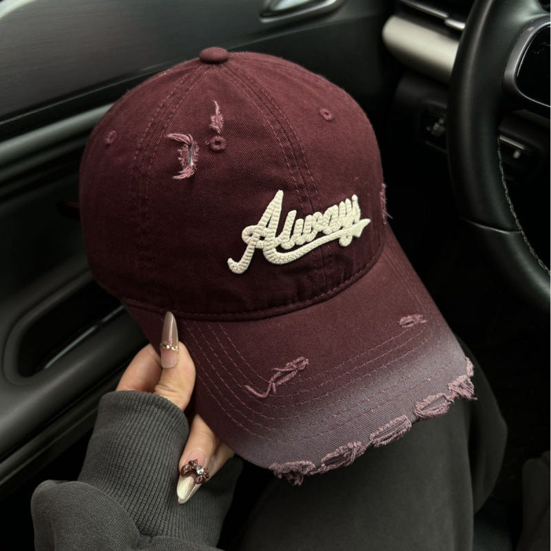 Women's Distressed Denim Style Baseball Cap Stornfield