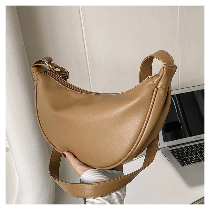 Curved Leather Shoulder Bag