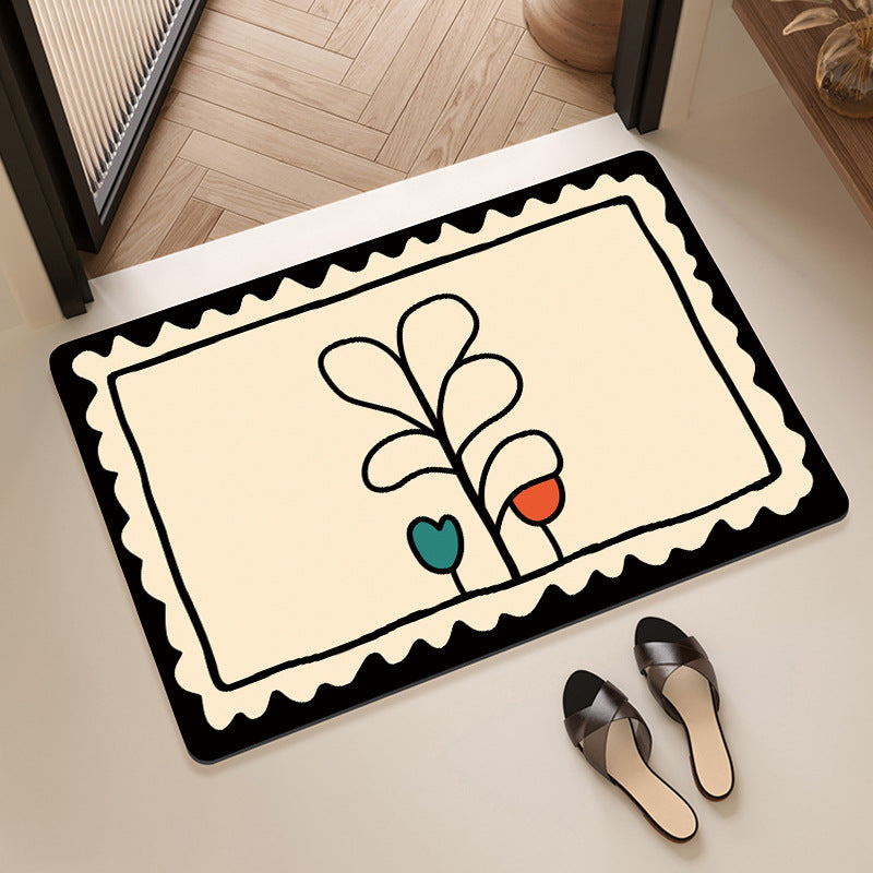 Decorative Floral Print Bath Mat Stornfield
