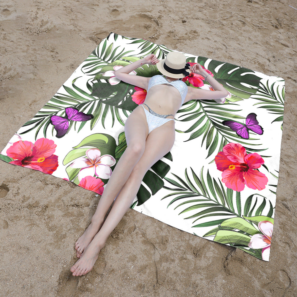 Beach blanket with tropical floral design Stornfield
