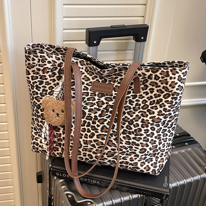 Leopard Print Canvas Tote Bag