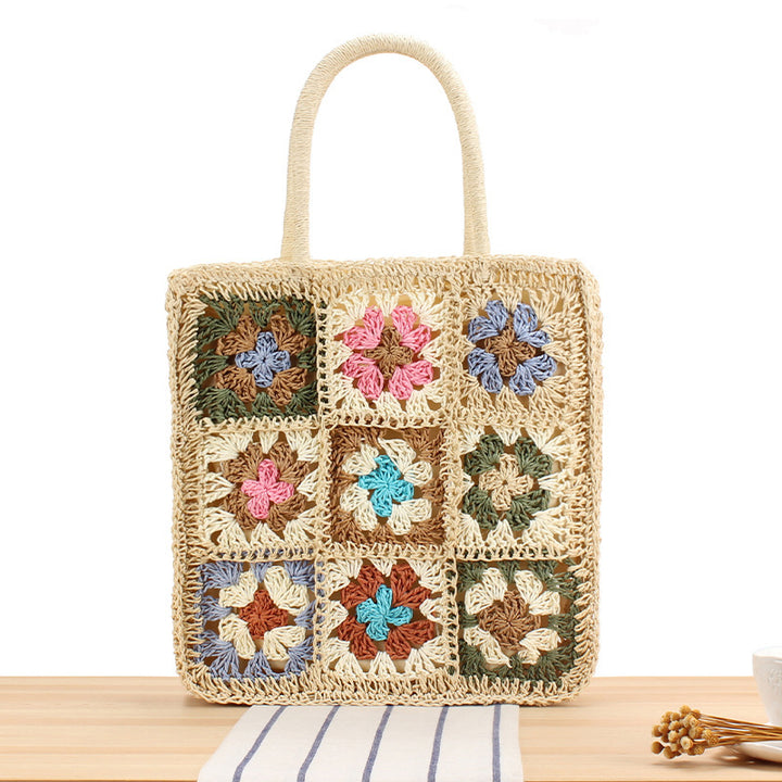 Hand-knotted tote bag with floral inspiration design Stornfield