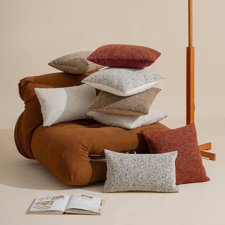 Rectangular chenille decorative cushion with textured surface