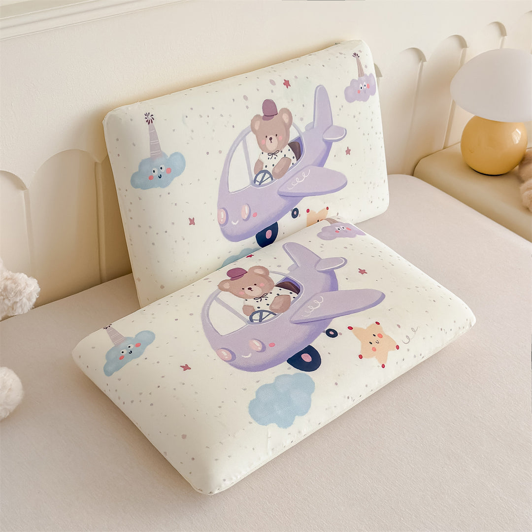 Kids Ergonomic Rectangular Pillow Duo with Removable Printed Covers