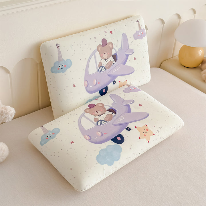 Kids Ergonomic Rectangular Pillow Duo with Removable Printed Covers