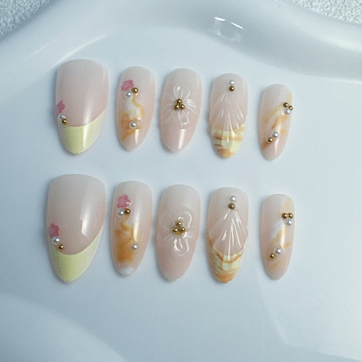 Artificial nails with floral and modern accents Stornfield