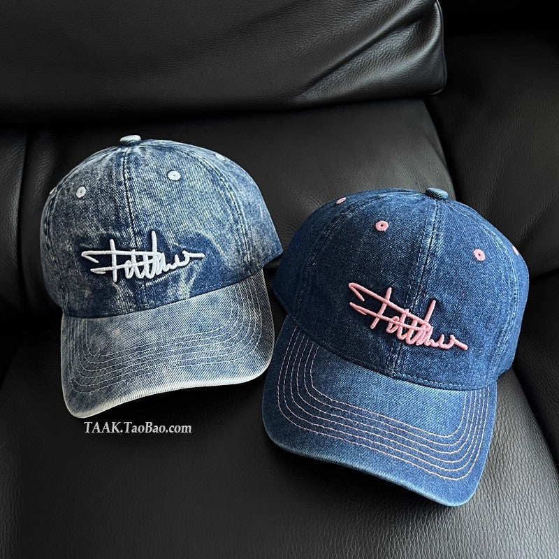Women's Distressed Denim Embroidered Baseball Cap Stornfield
