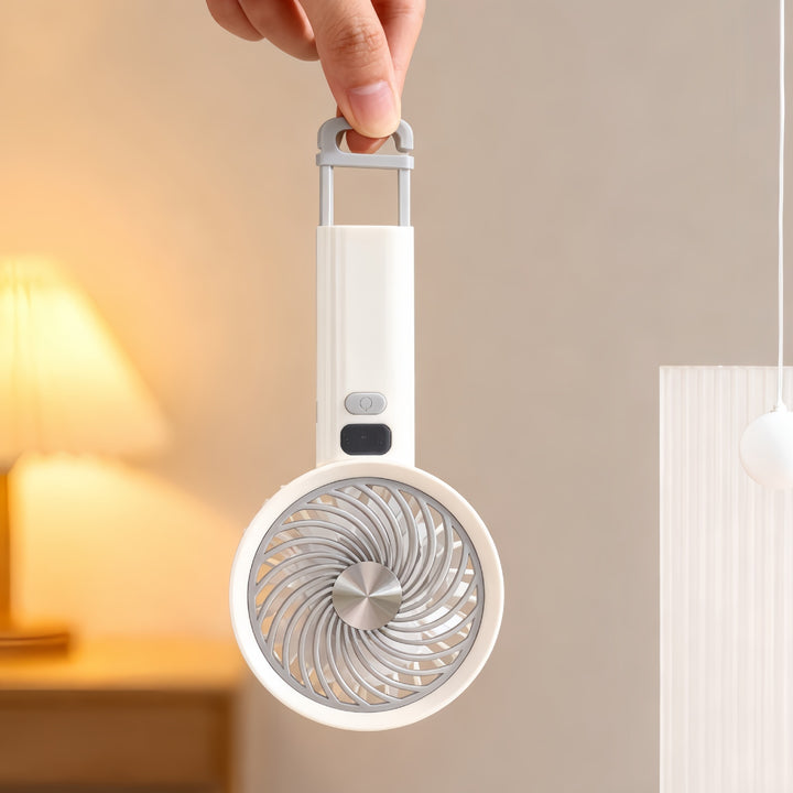 Ladies Portable Hand Fan with LCD Temperature Display and Rechargeable Battery Stornfield
