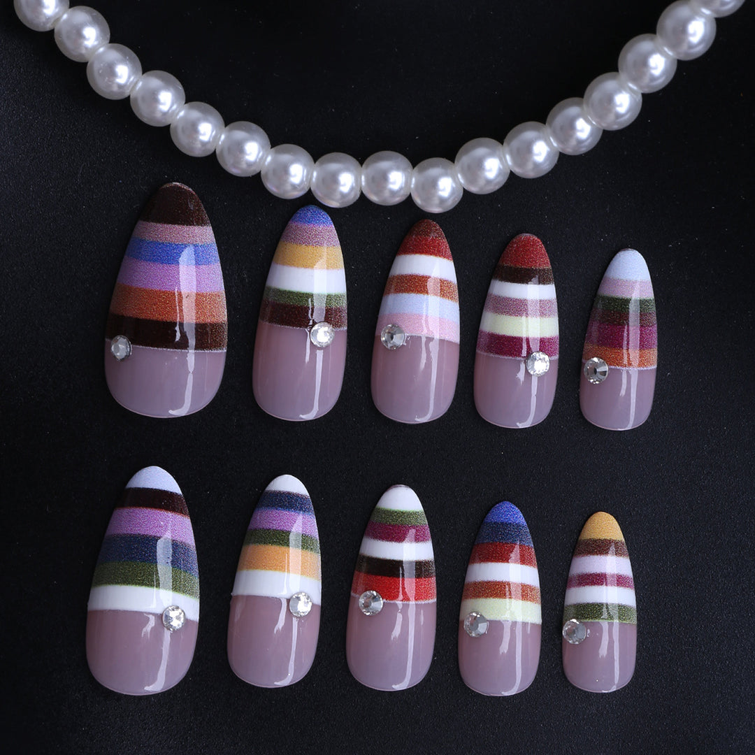 Artificial Nails in Modern Stripe Design Stornfield