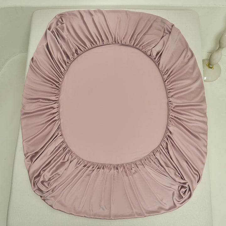 Silky satin fitted sheet set with extra deep pocket and pillowcases