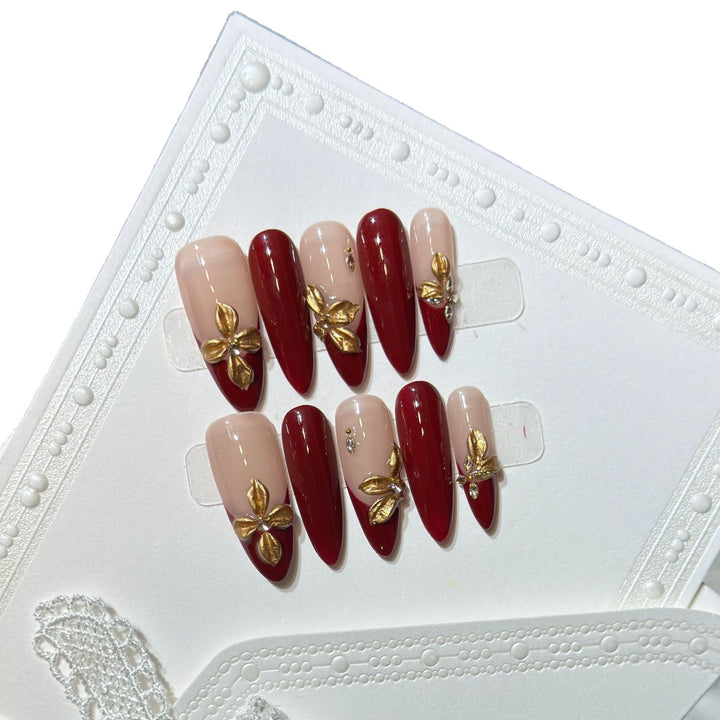 Luxury Floral Acrylic Press-On Nail Set Stornfield