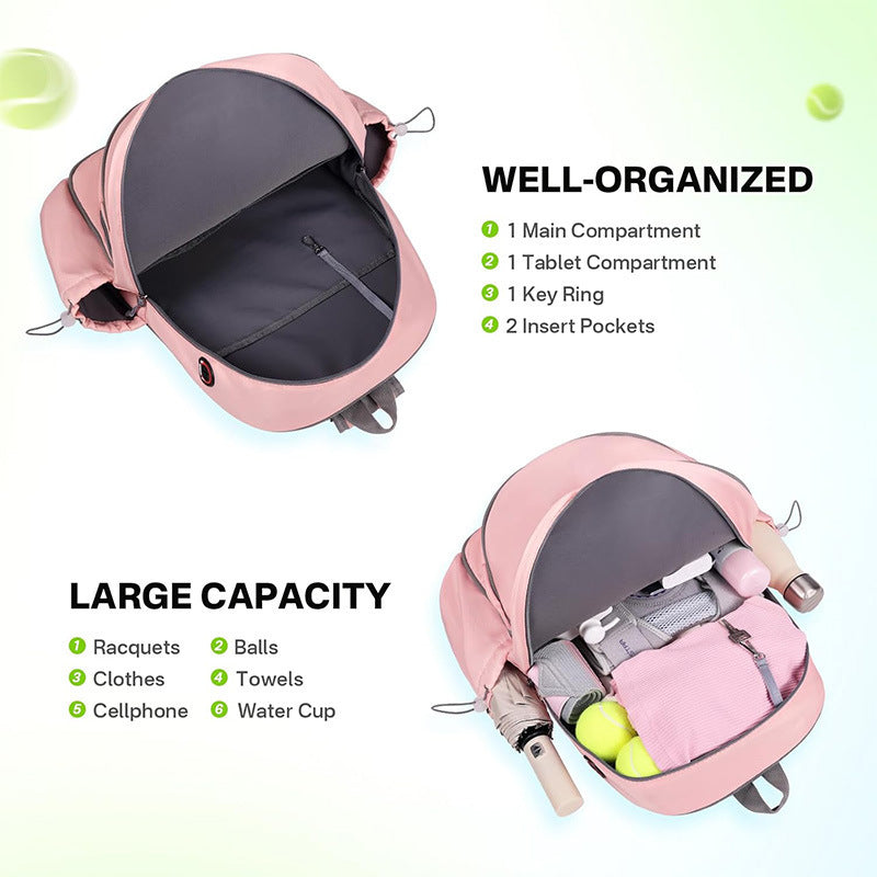 Sporty tennis backpack with special racket and accessory compartments Stornfield