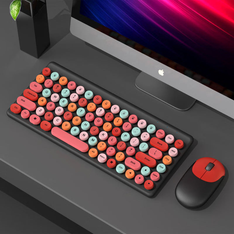 Retro Round-Key Wireless Keyboard and Mouse Set Stornfield