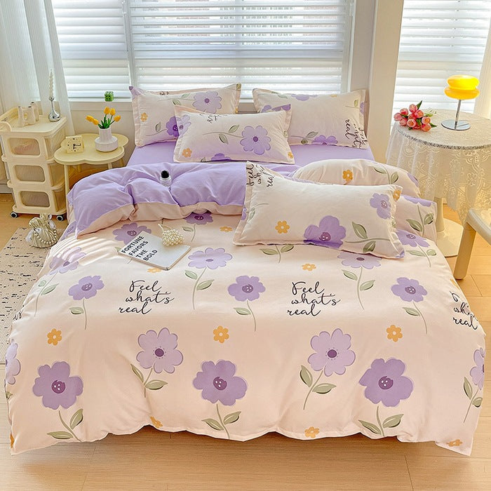 Floral Patterned Reversible Duvet Cover Set