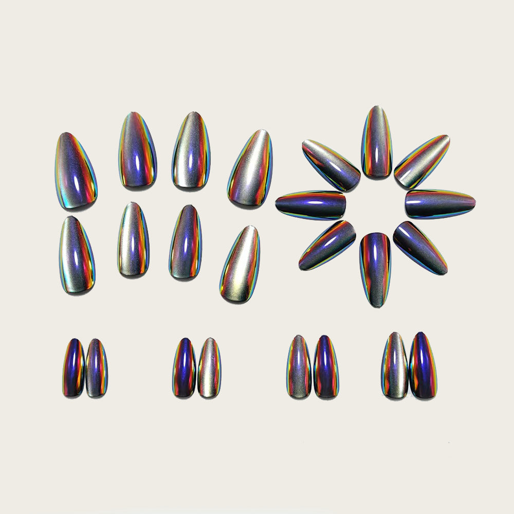 Glossy Artificial Nails in Futuristic Style Stornfield