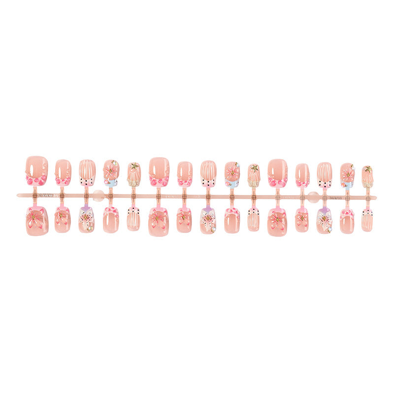 Decorative Press-On Nail Art Kit with Floral and Gem Accents Stornfield