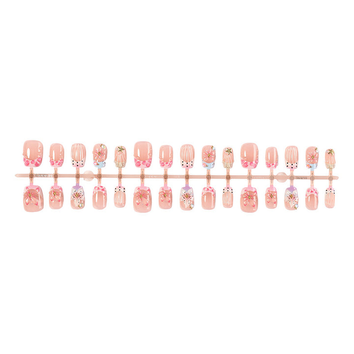 Decorative Press-On Nail Art Kit with Floral and Gem Accents Stornfield
