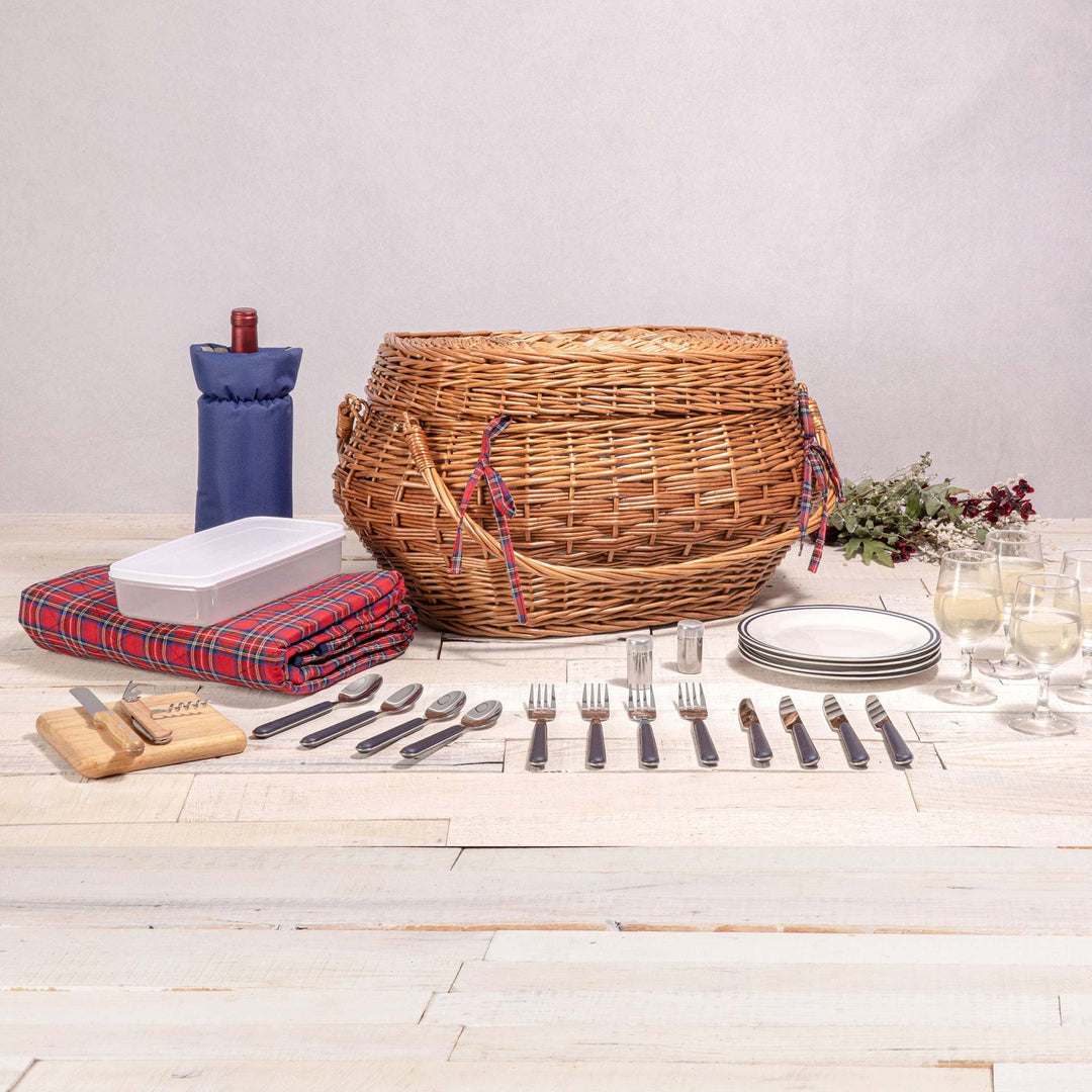 Women's basket with reinforced handle and decorative bows Stornfield