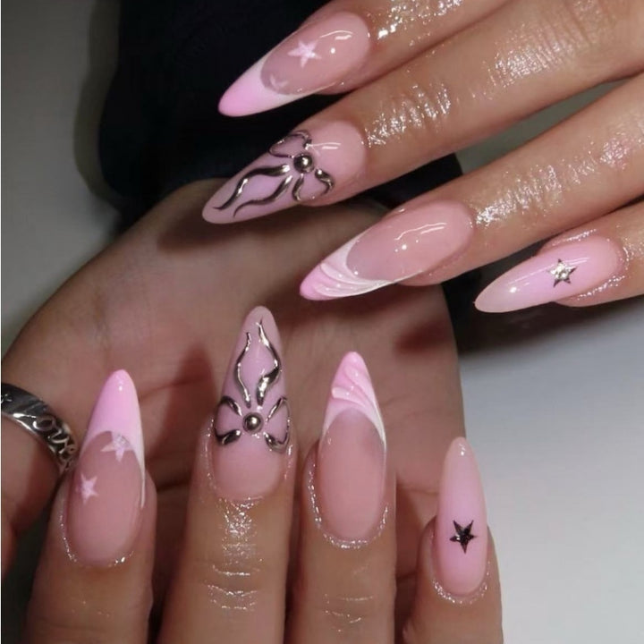 Premium Press-On Nail Set with Decorative Accents Stornfield