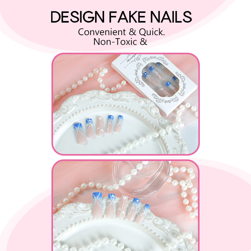 Creative nail art set with elegant heart and gradient patterns Stornfield