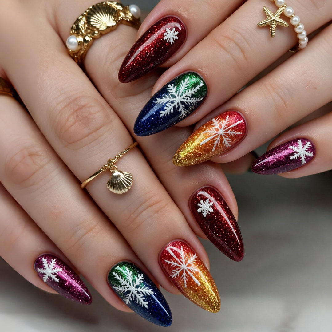 Artificial nails with sparkling snowflake design Stornfield