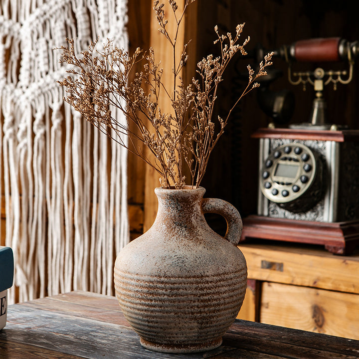 Rustic ceramic vase with handles Stornfield