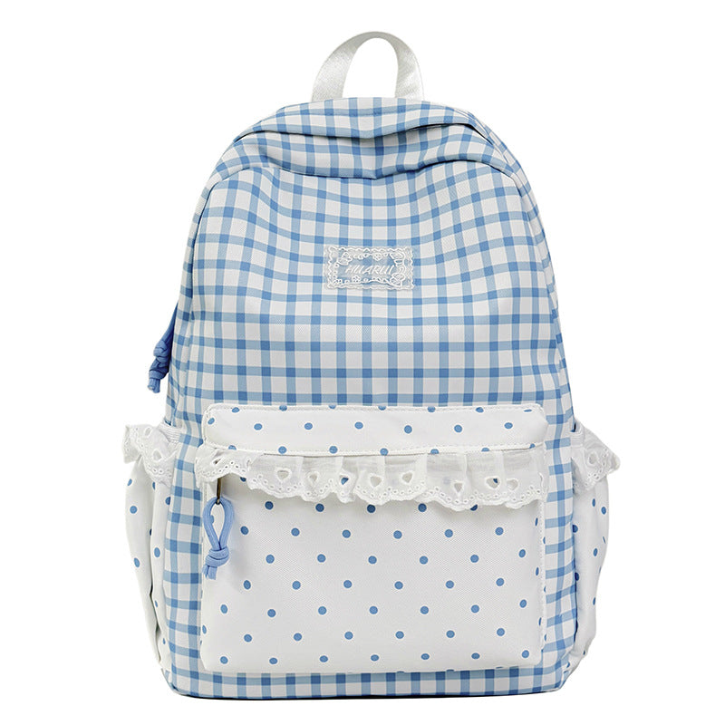 Stylish Gingham Print Casual Backpack Stornfield