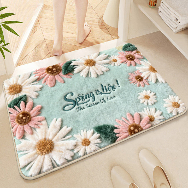 Floral-Themed Soft Microfiber Bath Mat