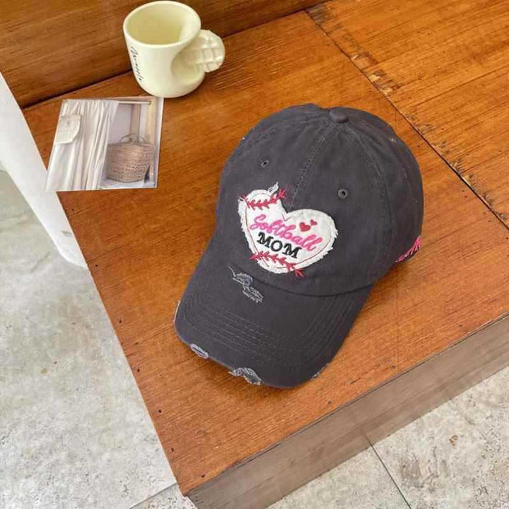 Women's Distressed Heart-Embroidered Baseball Cap Stornfield