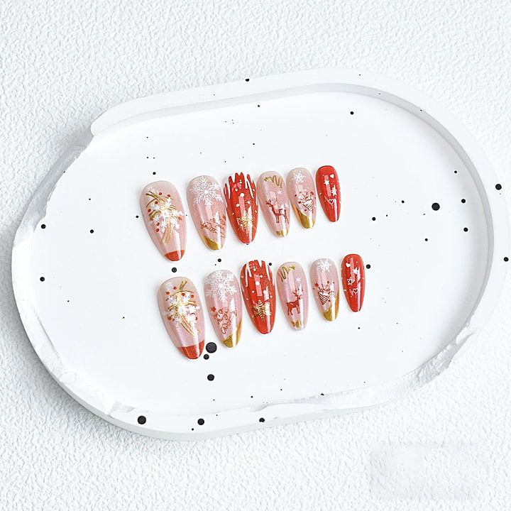 Festive Artistic Press-On Nail Design Stornfield