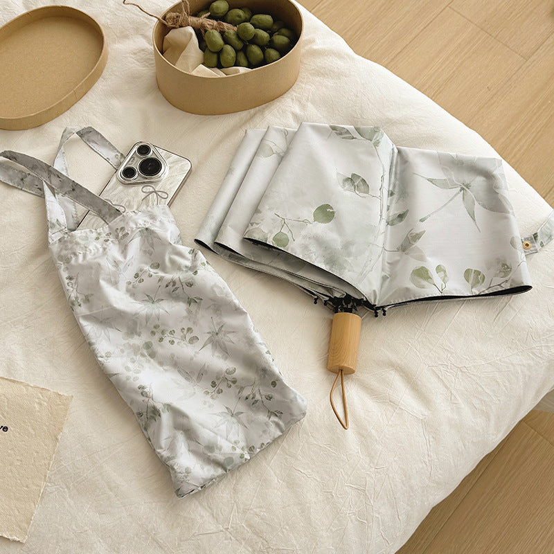 Women's Foldable Umbrella with Elegant Botanical Pattern Stornfield