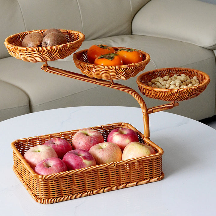 Two-Tiered Woven Fruit Display Stand Stornfield
