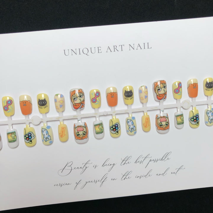 Artistic Cartoon-Themed Press-On Nail Art Set