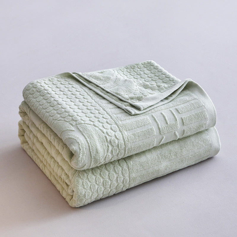 Textured Jacquard Cotton Bath Towel Set with Floral Relief Pattern