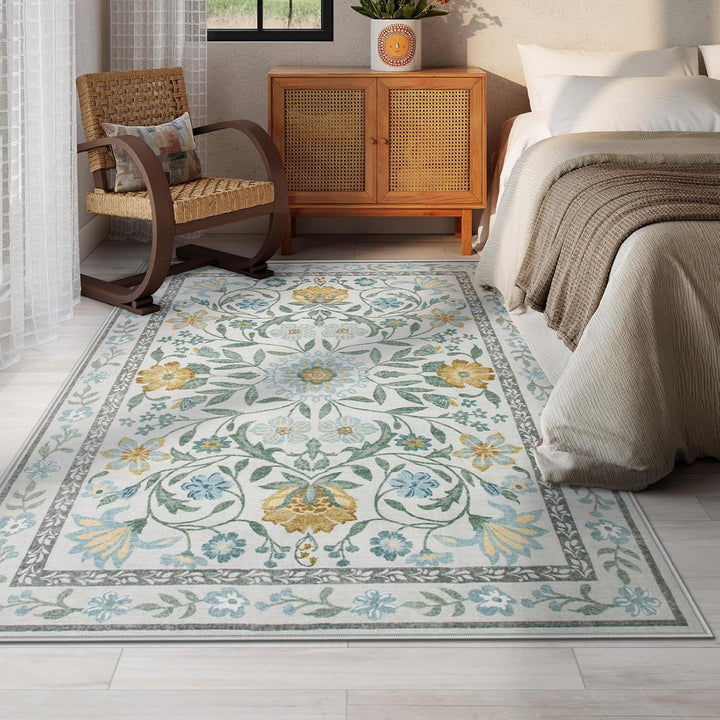 Botanical Pattern Area Rug for Natural Home Decor