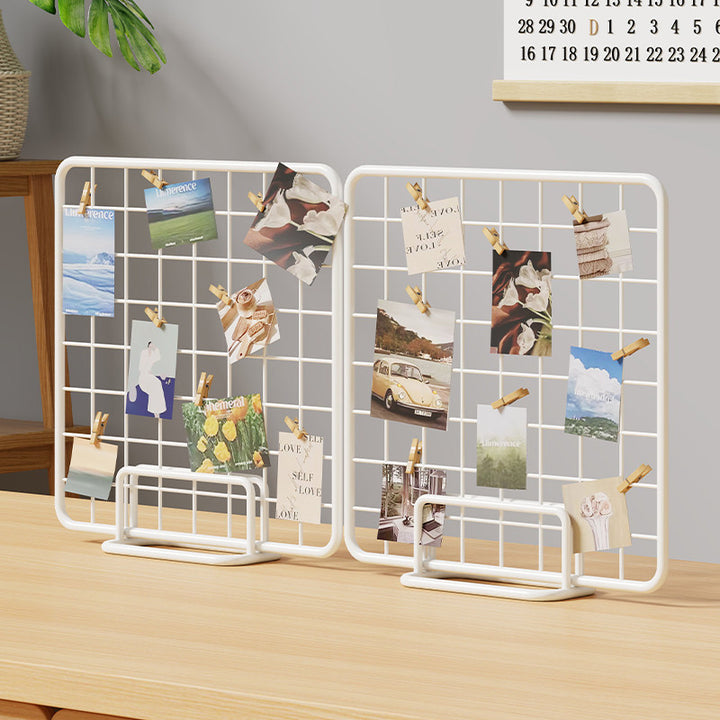 Desktop Wire Photo Grid Display with Stand and Mini Clips