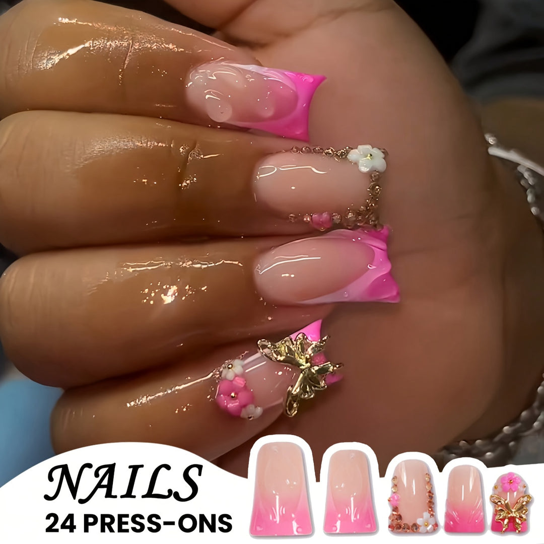 Elegant Floral Press-On Nails Stornfield