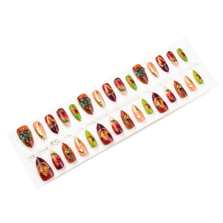 Autumn-Inspired Press-On Nail Art Set Stornfield