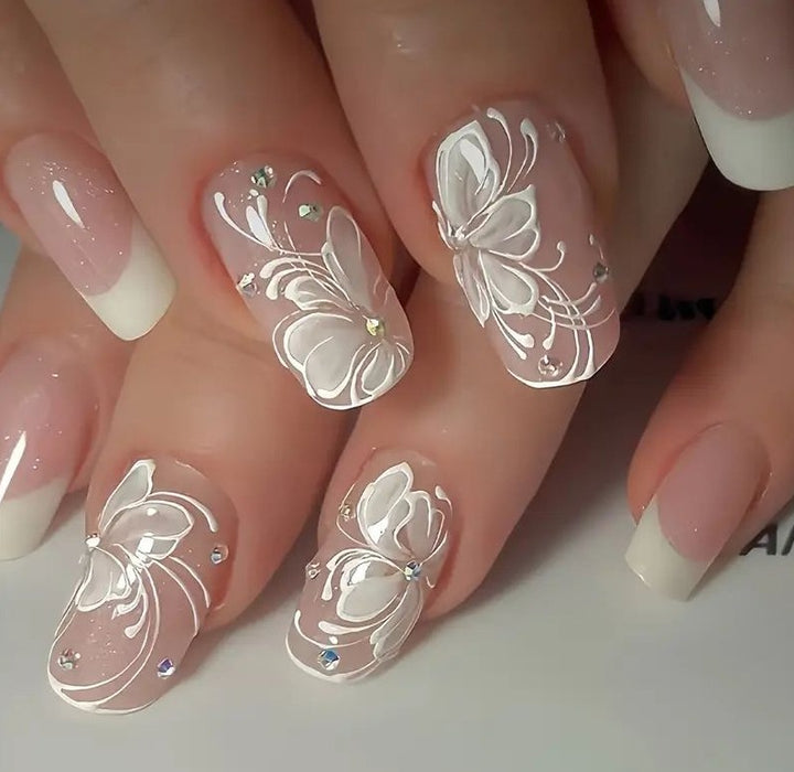 Elegant Floral Design Nail Art Enhancements Stornfield