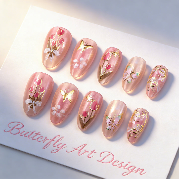 Elegant artificial nails with floral designs Stornfield